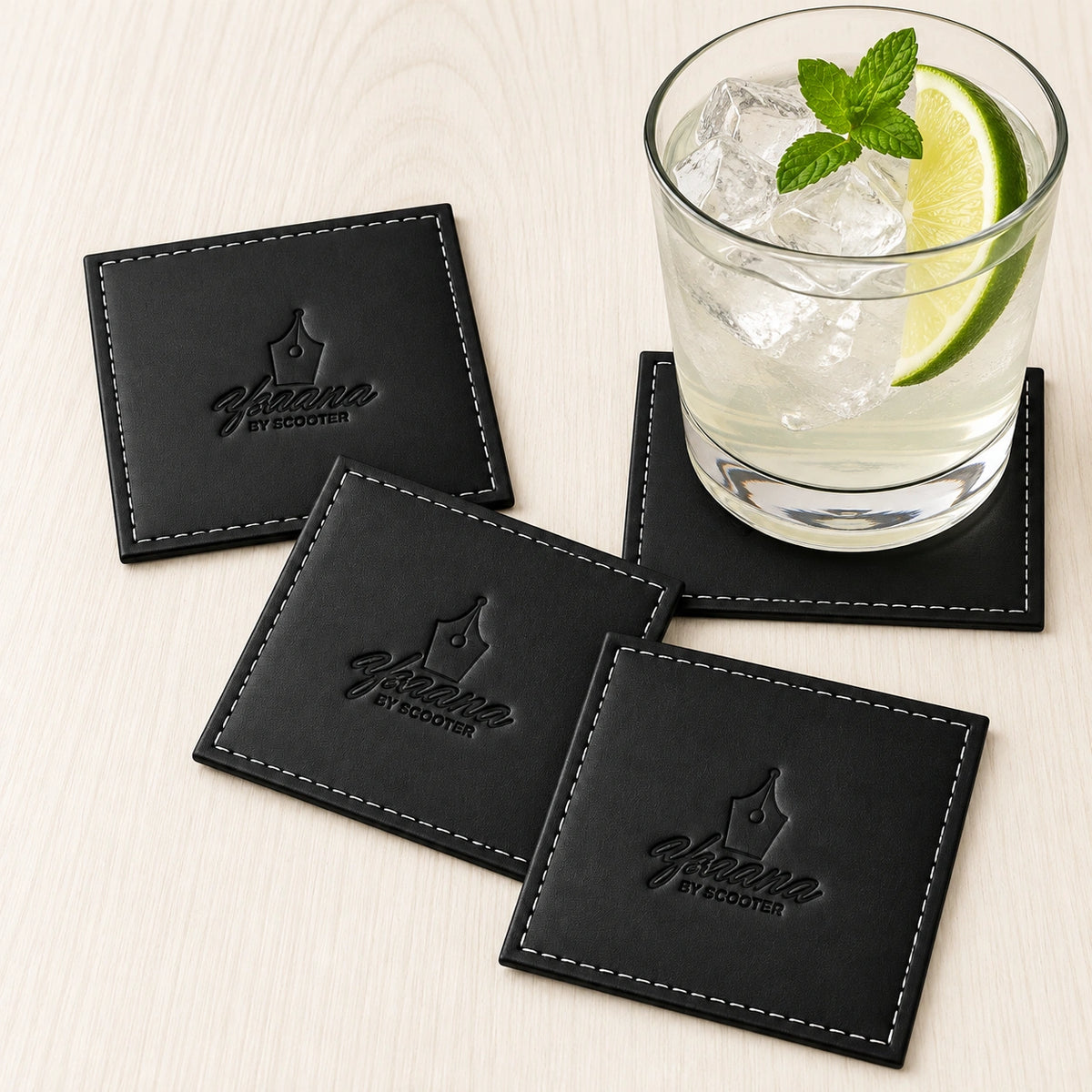 Forest Green Leather Cup Coaster