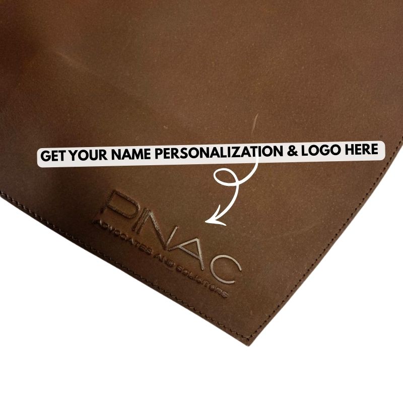 Brown leather place mat  with &