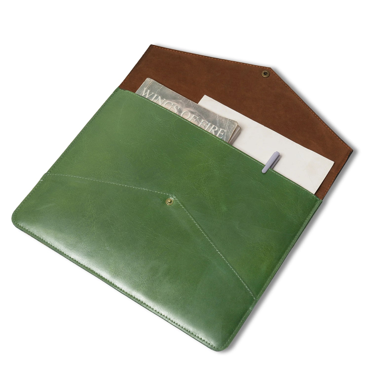 Green Leather Laptop Sleeve
