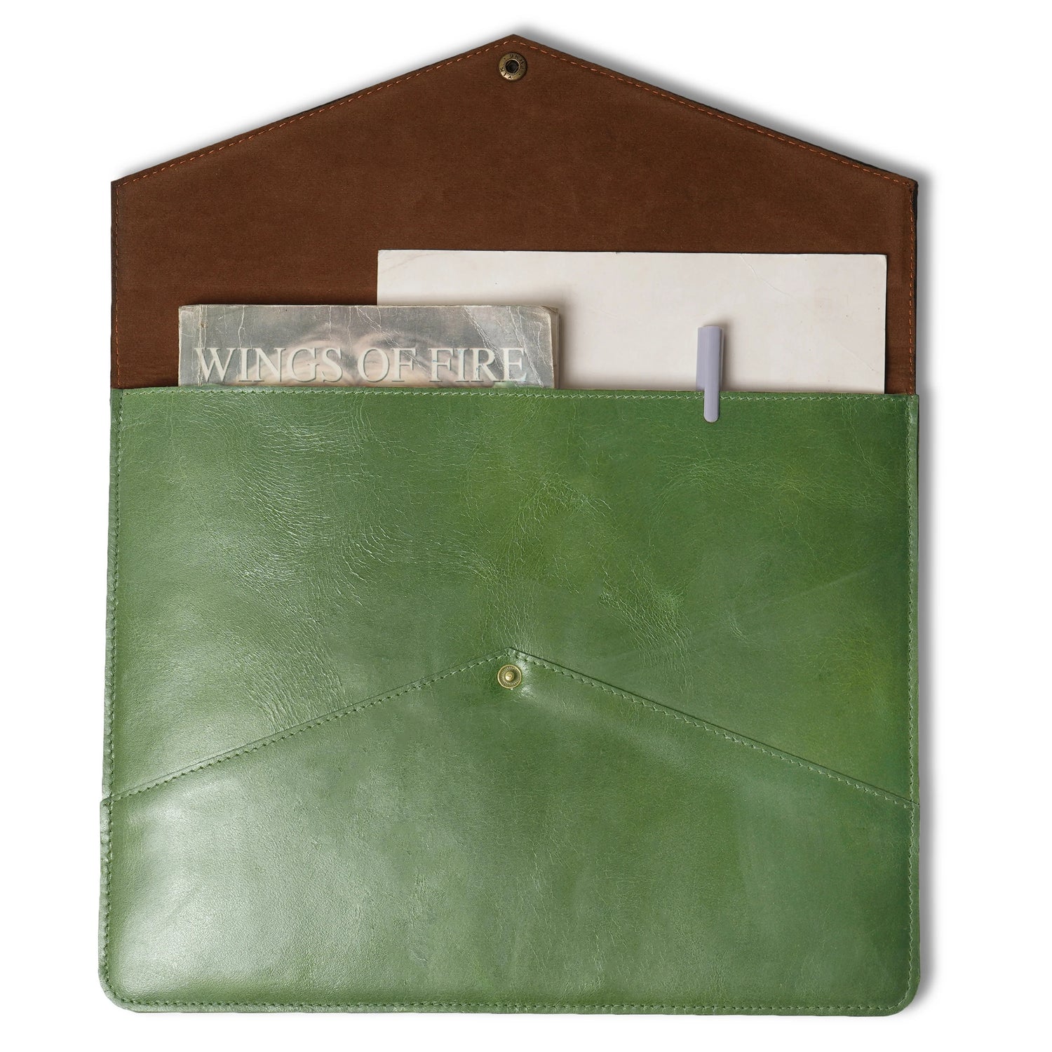 Green Leather Laptop Sleeve