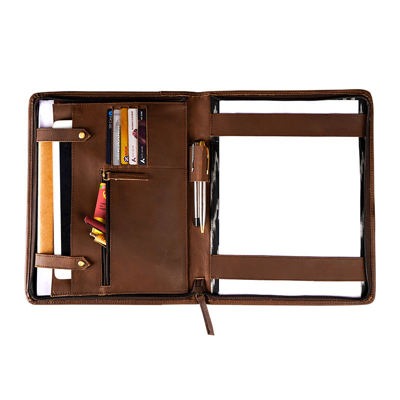 leather file folder brown