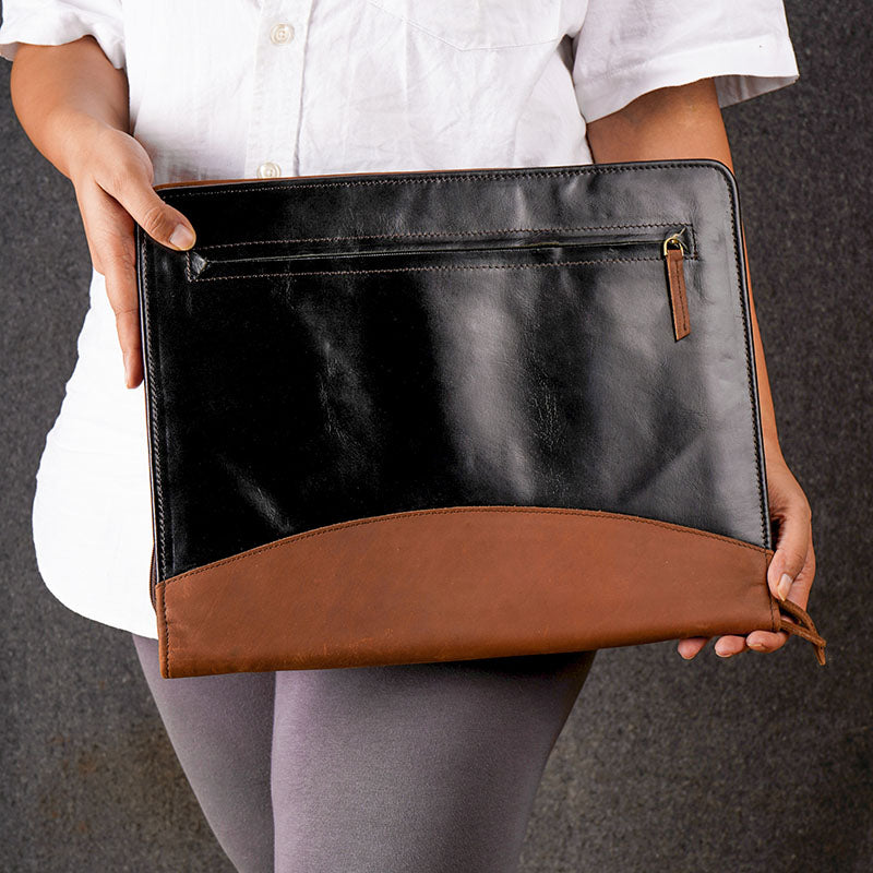  Leather paper holder black and brown 