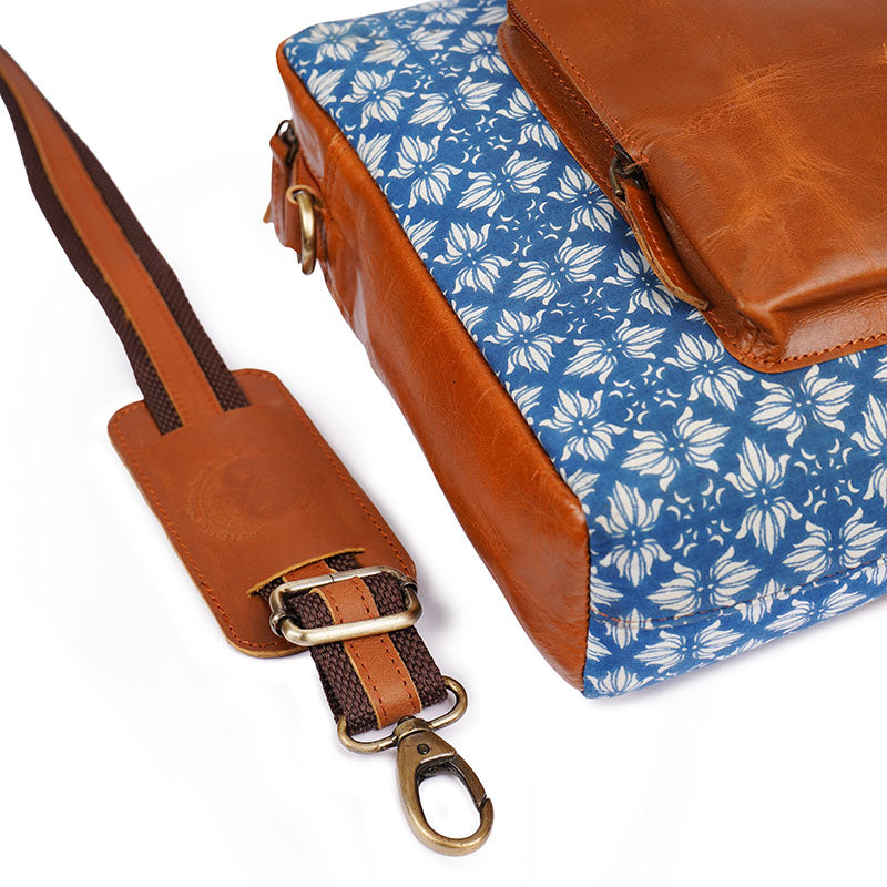 kalamkari office laptop bag with handle and strap