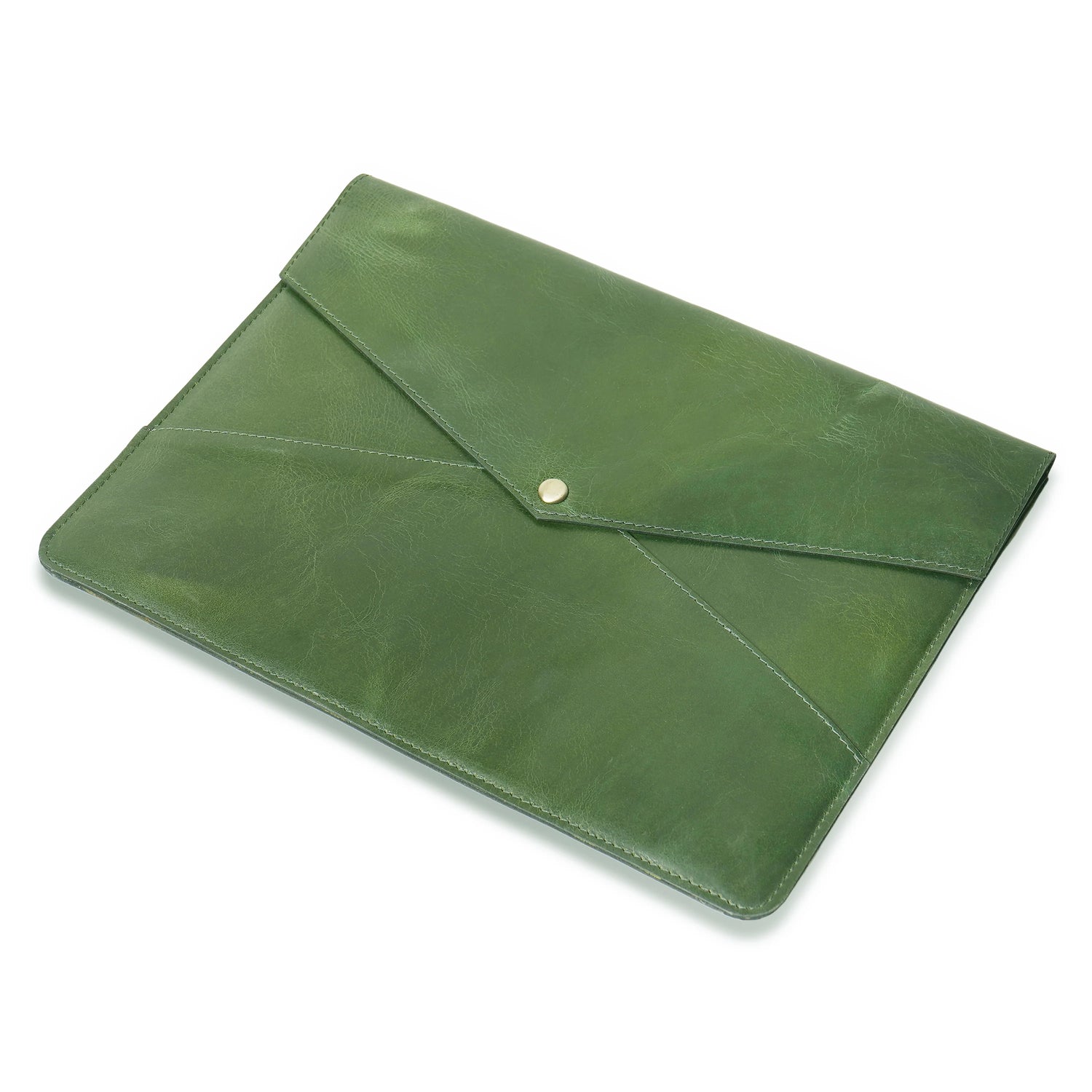Green Leather Laptop Sleeve