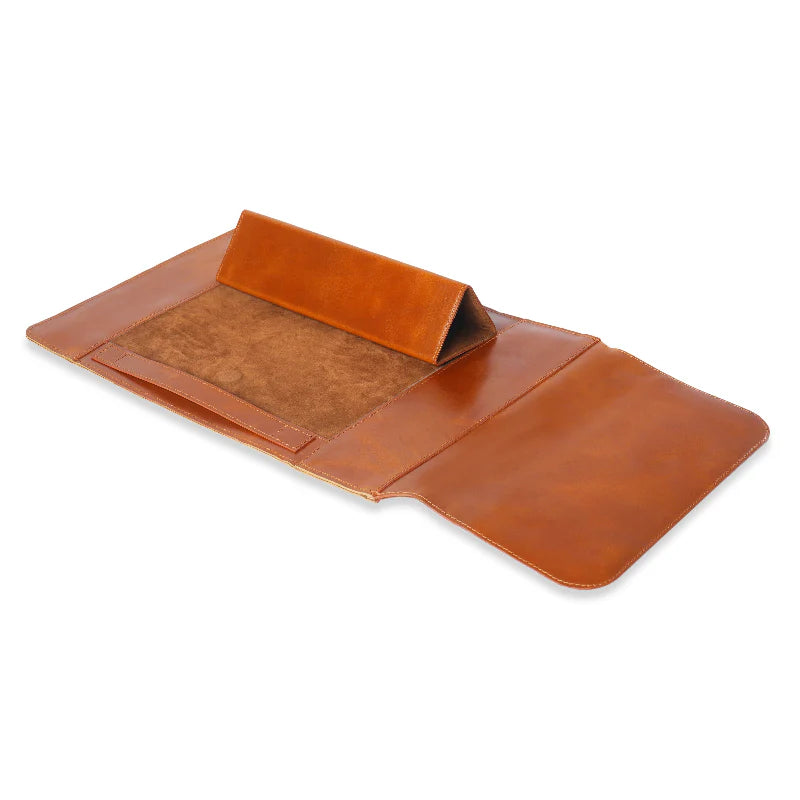 Brown leather Laptop on a white background