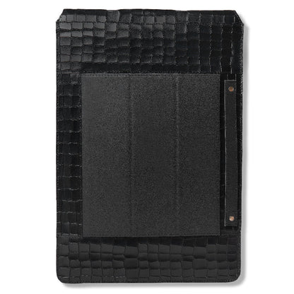 Black crocodile leather case on a white background