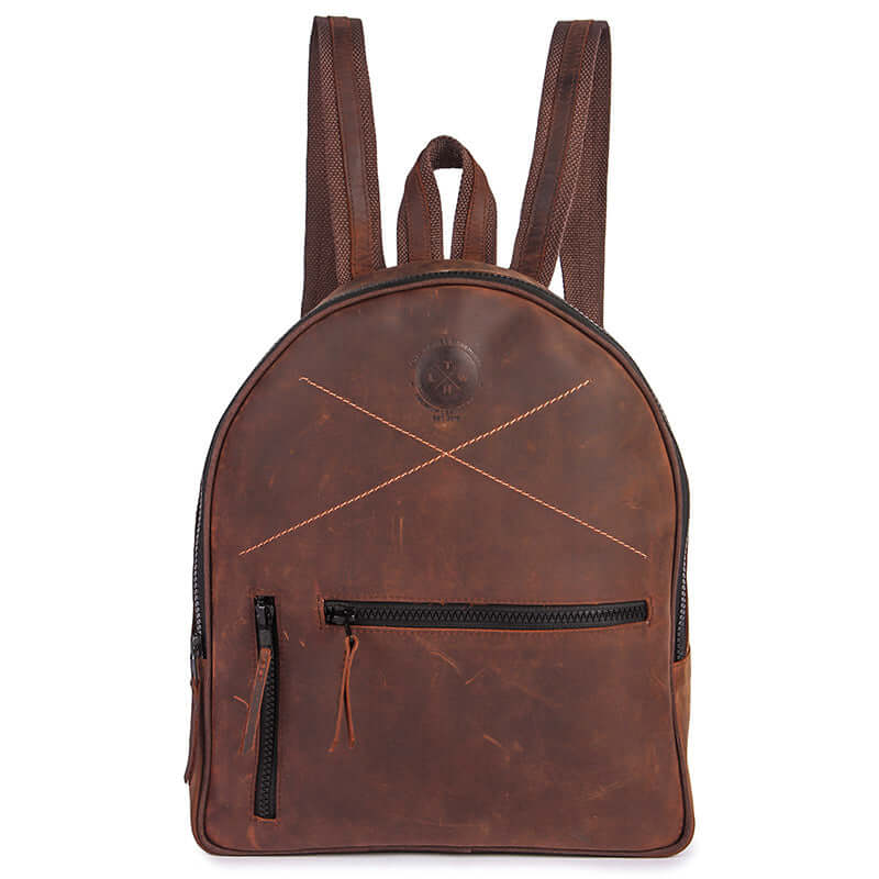 Leather school backpack