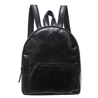 Leather backpack for school in Black colour