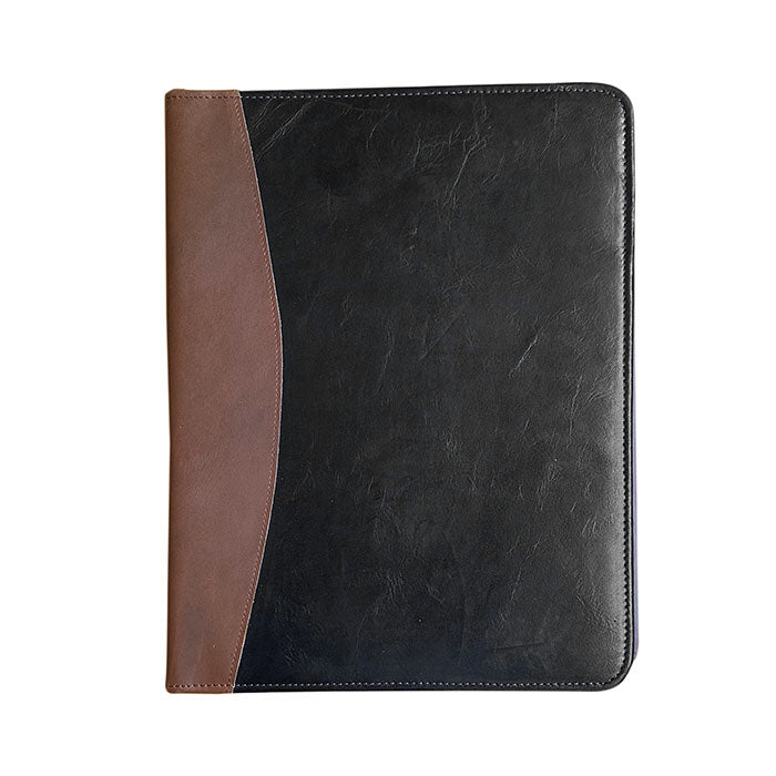 black &amp; brown leather warehouse non zipper file folder 