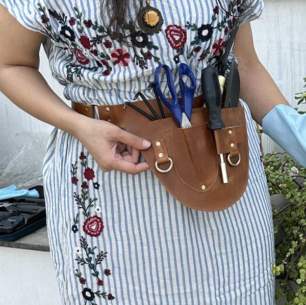 Leather Florist/Gardener Tool Belt -Light Brown 