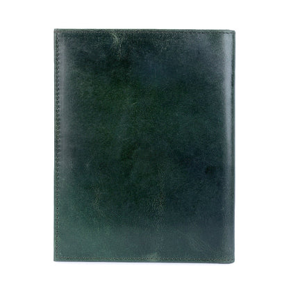 Green leather menu cover  on a white background