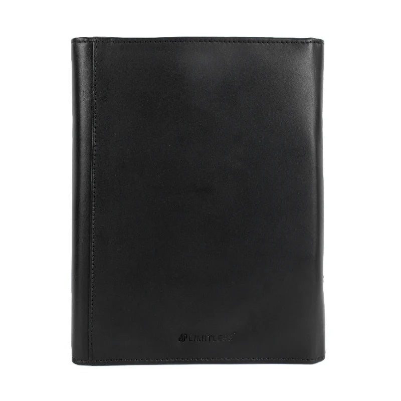 Black leather portfolio on a white background