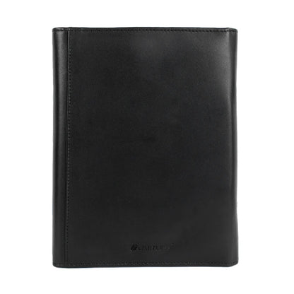 Black leather portfolio on a white background