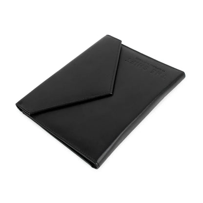 Black leather menu cover with &