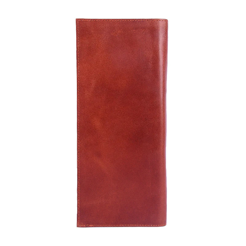 Brown leather menu cover on a white background