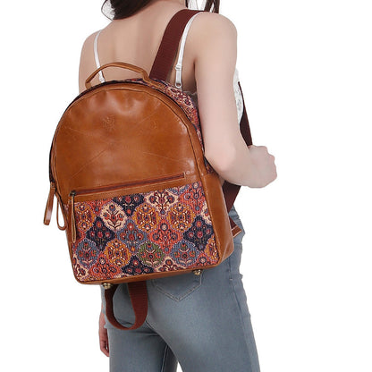 Ethnic Leather Kalamkari Backpacks