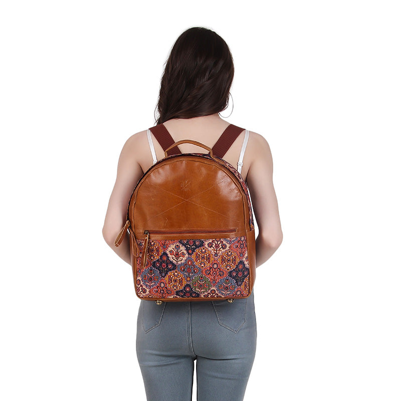 Leather Kalamkari Backpacks for School and College