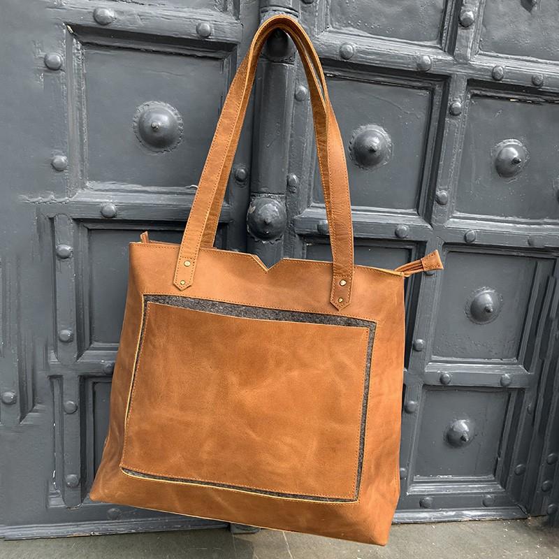 tan leather bag