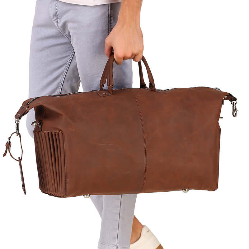 Stylish Leather Travel Duffle Bag 