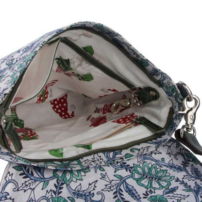 inner zipper closer floral purse crossbody