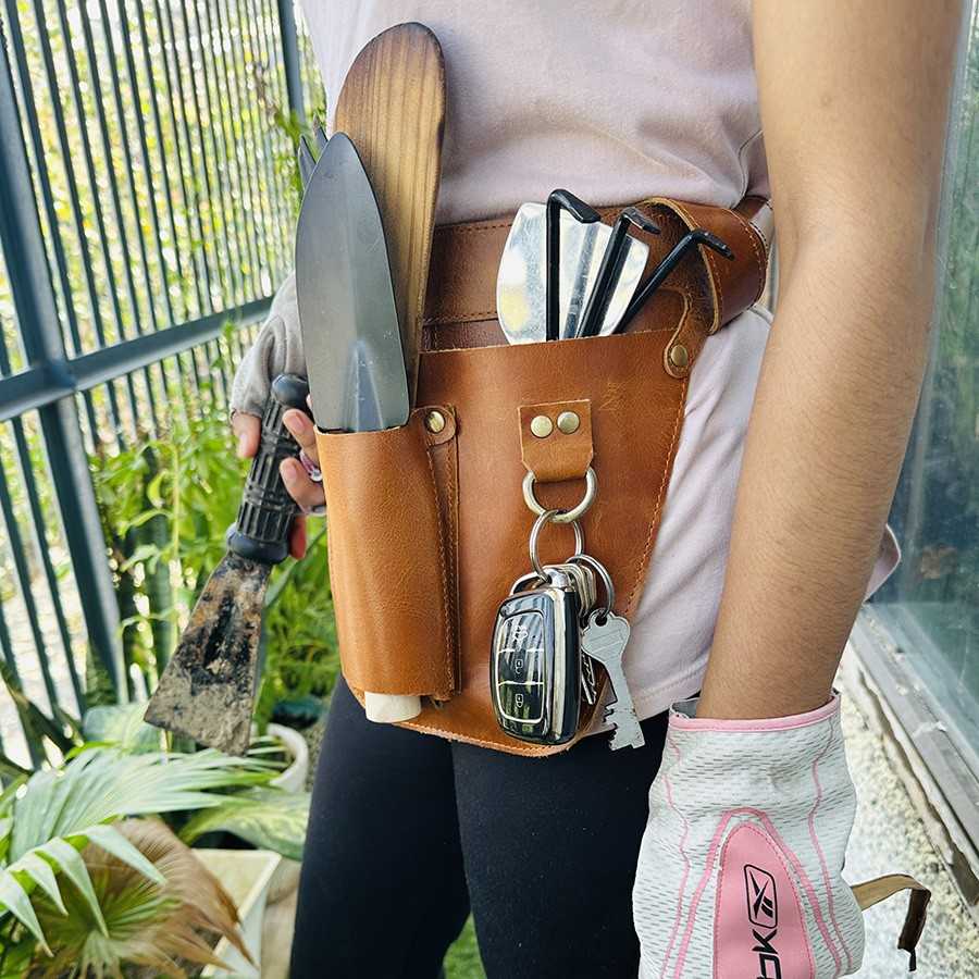 personalized leather gardening tool belt organizer 