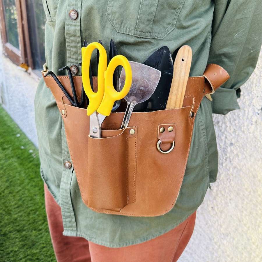 personalized leather gardening tool belt organizer 