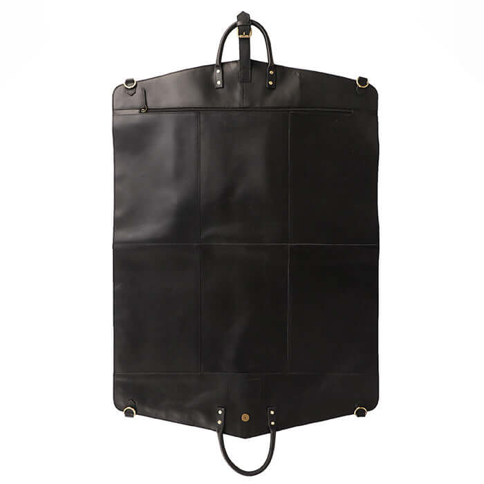 Leather travel garment bag black