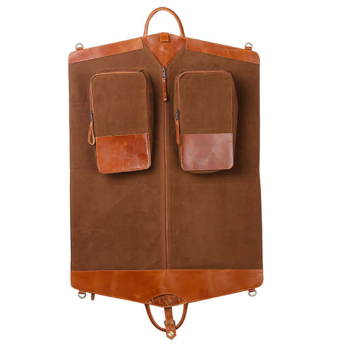 leather garment bag for travel 2 pocket