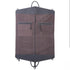 Brown garment bag with zippers on a white background