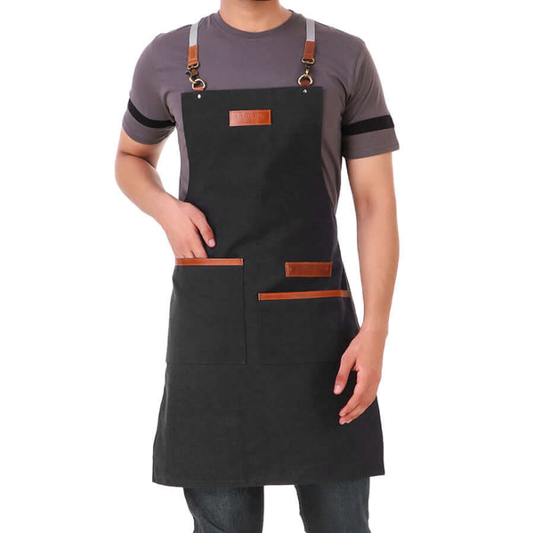 black apron with pockets