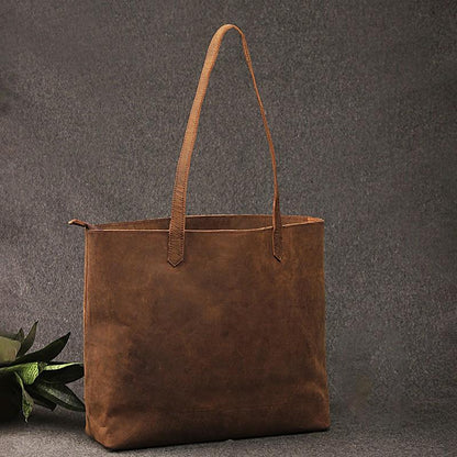 open image of leather tote bag handbag in full grain leather