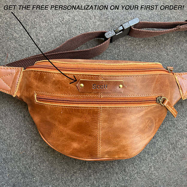 personalise leather fanny bag