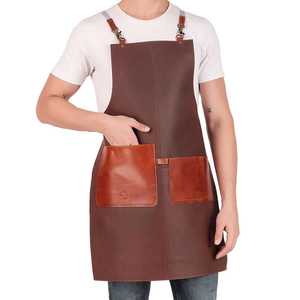 Customized BBQ apron with name embroidery for men grilling outdoors