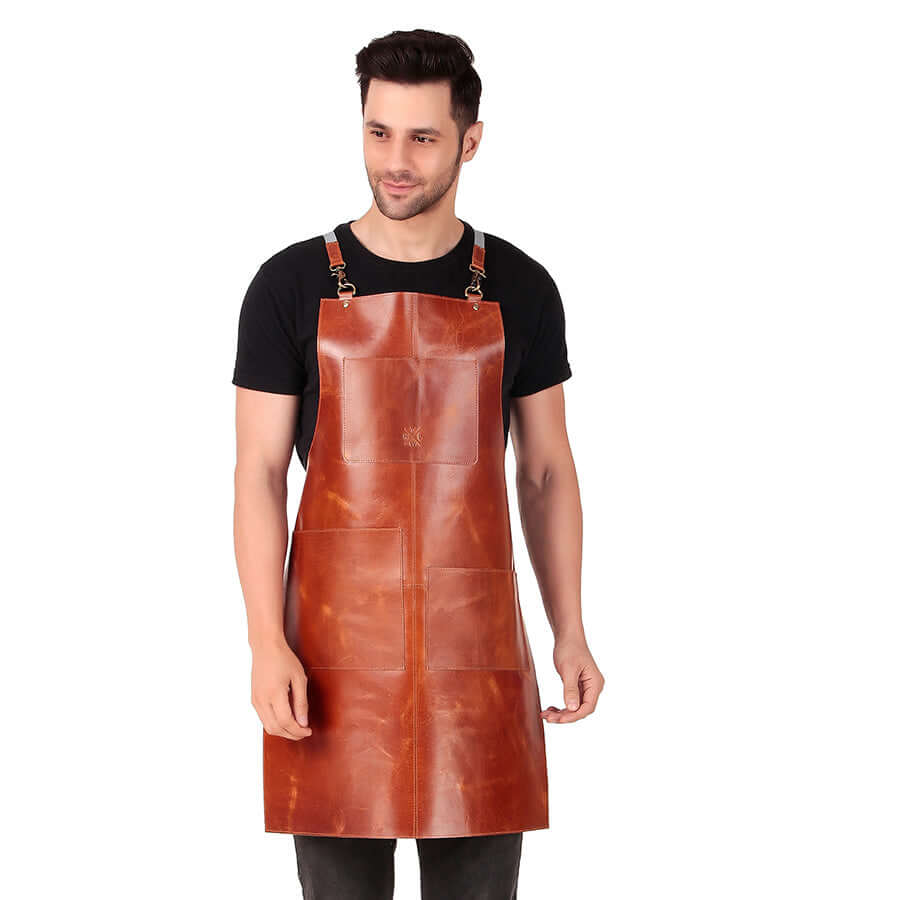 leather apron with pocket