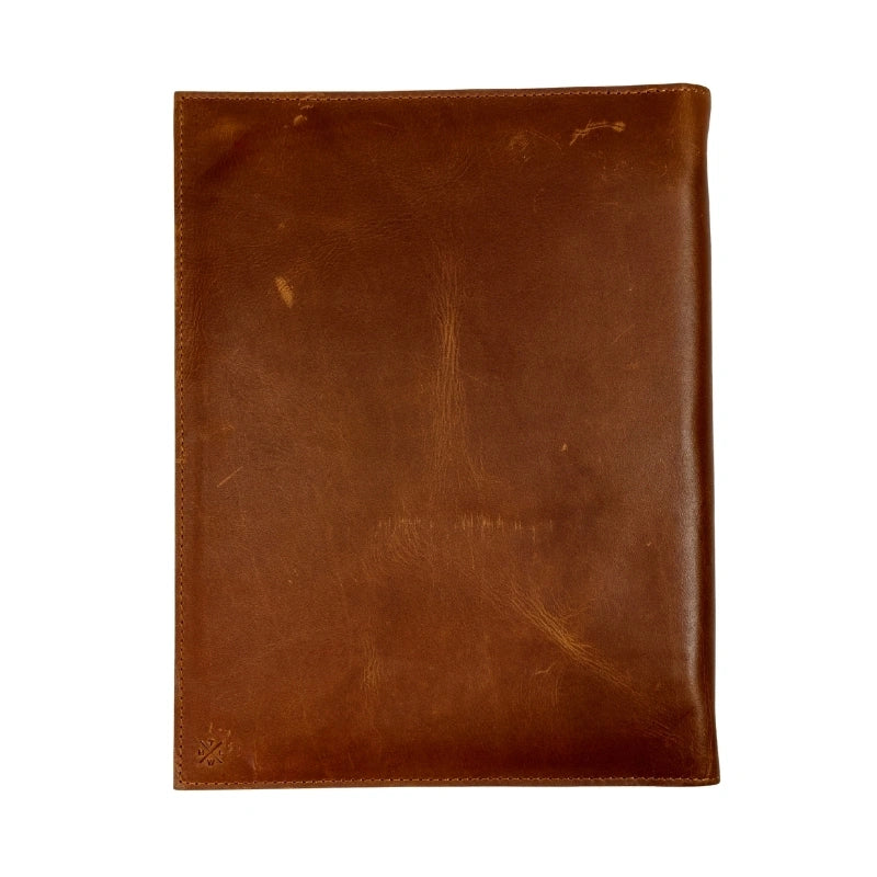 Brown Leather &amp; Kalamkari Fabric Menu Cover