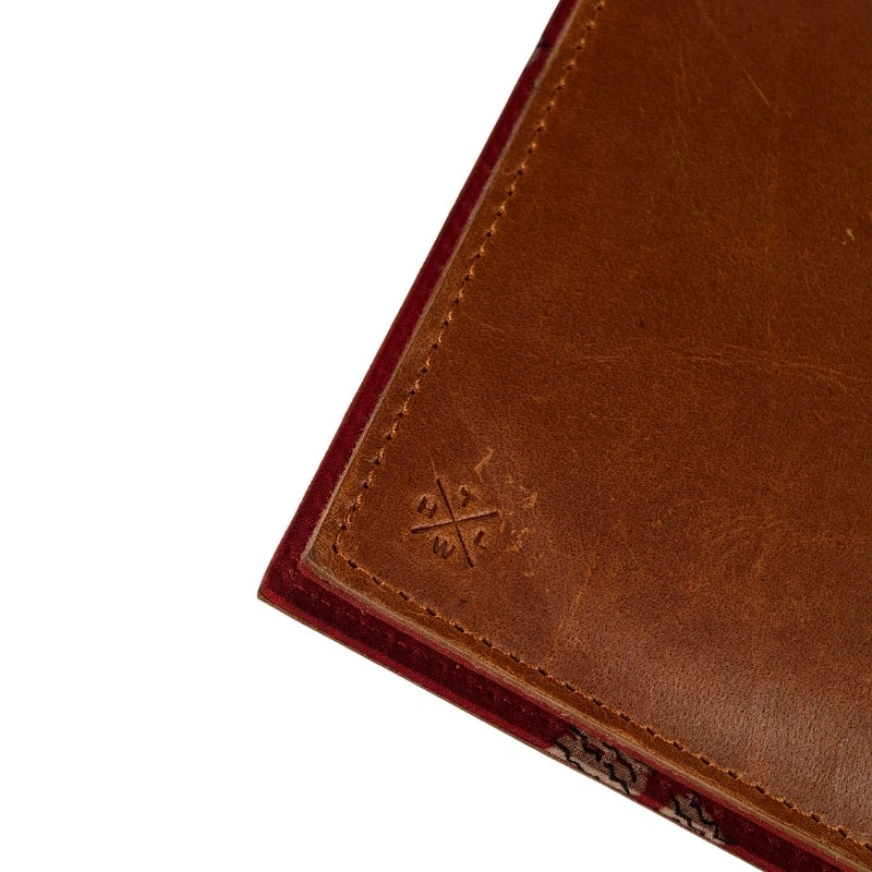 Brown Leather &amp; Kalamkari Fabric Menu Cover