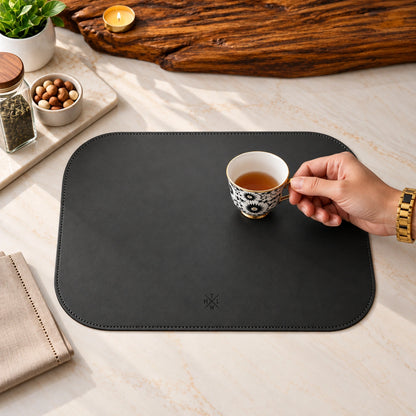 Black Leather Placemats for Table