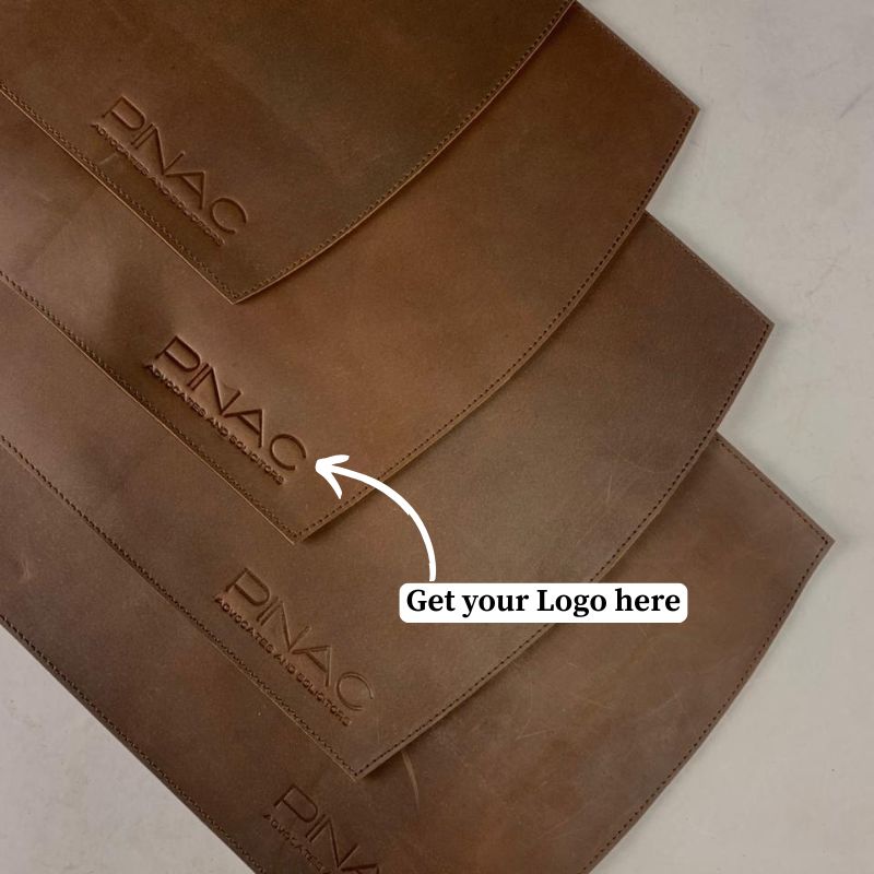 Brown leather folders with &