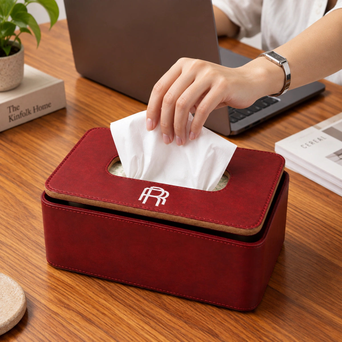 Luxury Red Leather Tissue Boxes