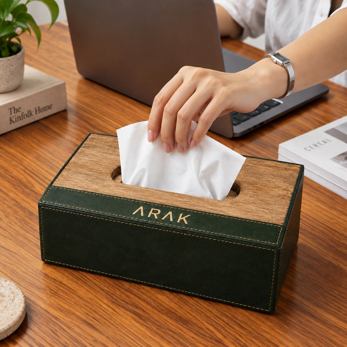 Handcrafted Leather Tissue Box Holder