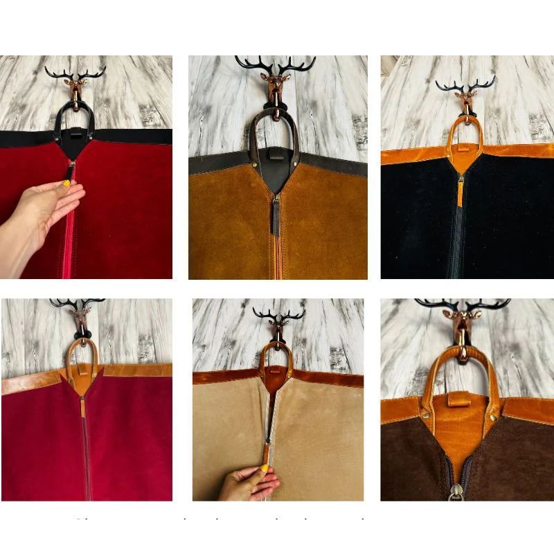 Collage of a hand holding a zipper on various fabric backgrounds.