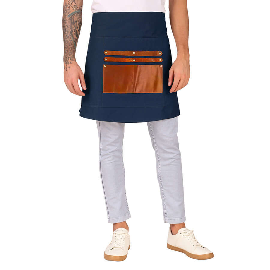 blue canvas apron 