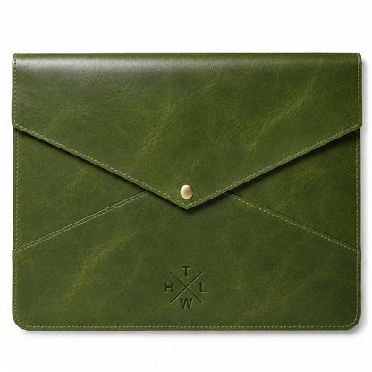 Green Leather Laptop Sleeve - Leather Laptop Bags