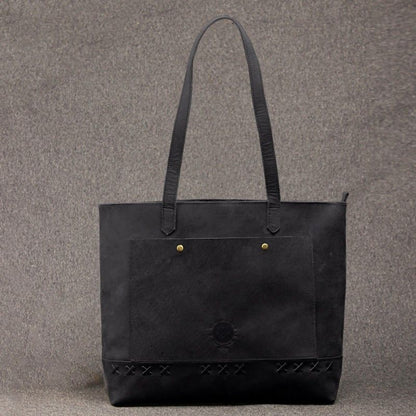 black tote bag leather for women for work