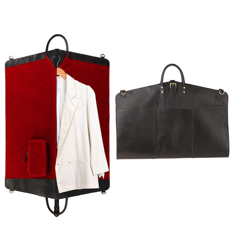 Full grain leather slim carry-on garment bag