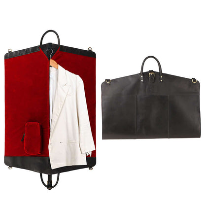 Full grain leather slim carry-on garment bag