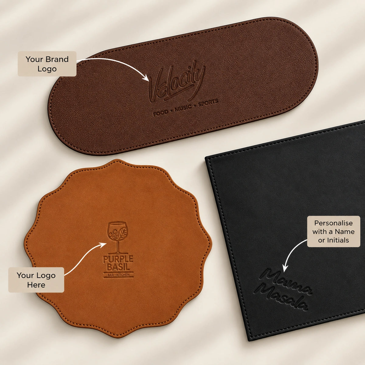 Black Leather Placemats for Table