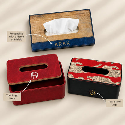 Handcrafted Leather Tissue Box Holder