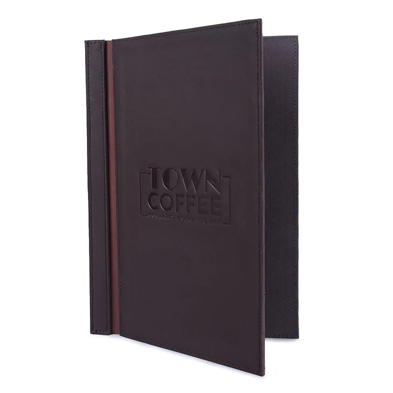 Black menu cover with &