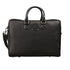 Black leather briefcase on a white background